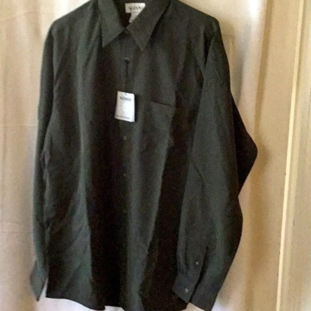 ALFANI Large men’s brown casual button down shirt 55% Rayon